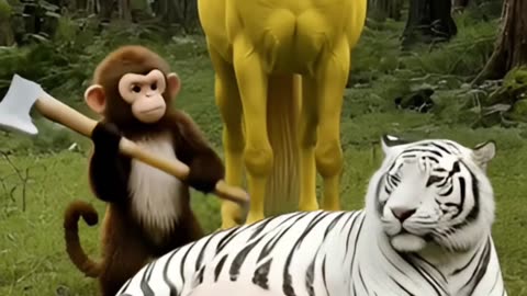 Monkey helps to pregnant tiger for delivery #shorts #funny #animals #wildlife