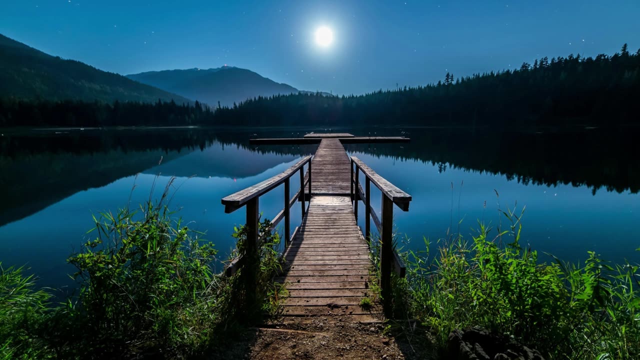 Enchant Your Screen with Moonlit Bridge | 2K Magical Night Background