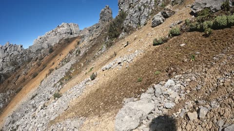 Looking at 2 lagoons from a valley in Ampay Sanctuary
