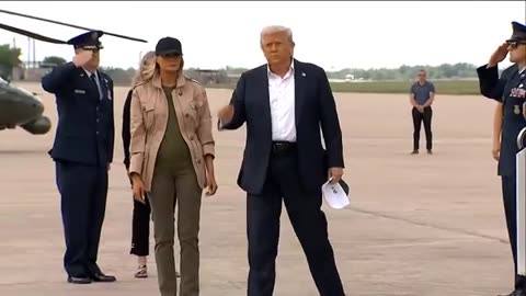 President Trump arrives in San Antonio, Texas.