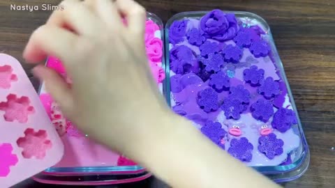 Pink vs Purple Slime Showdown Satisfying Glossy Mixing_part4