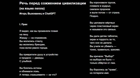 Речь перед сожжением цивилизации