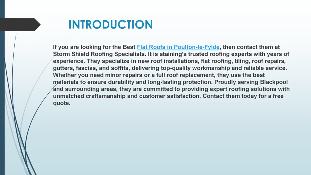 Looking for the best Flat Roofs in Poulton-le-Fylde