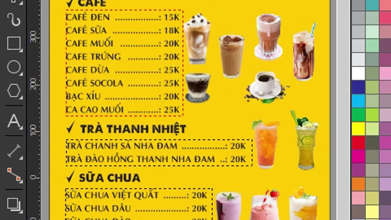 How to quickly align price menu text in CorelDraw