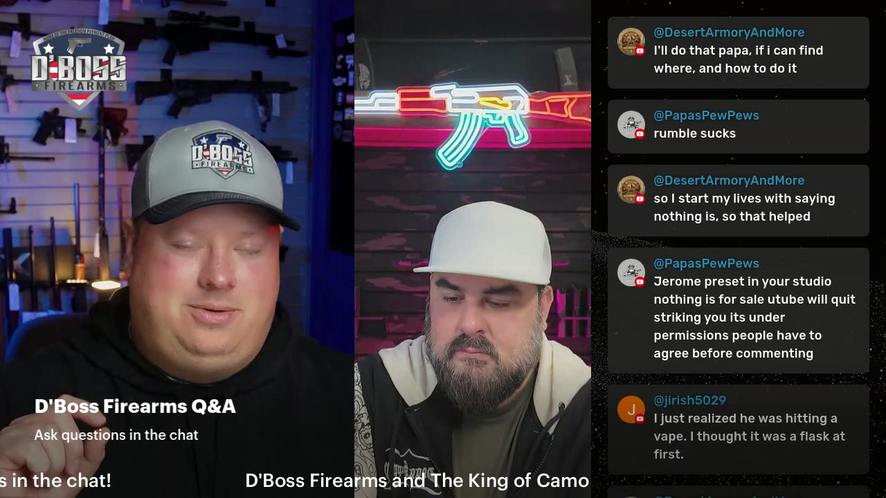 D'Boss Firearms is LIVE! Saturday morning with The King of Camo!