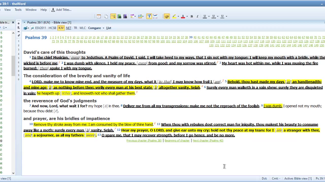 Bible Study Psalms 39