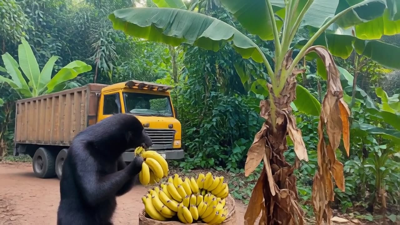 "Funny Animal Enjoying a Banana Treat! 🍌🐾"