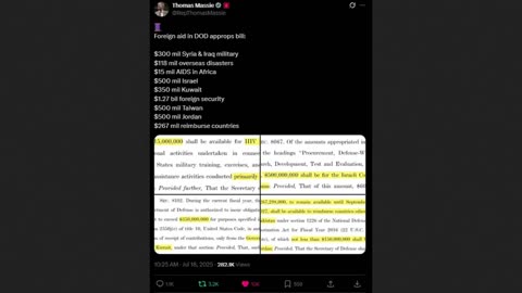 Thomas Massie Exposed Huge Foreign Aid in DOD Bill - Anti White Globalism