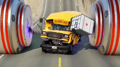 "School Bus vs Hydraulic Crusher – BeamNG.drive Destruction #1"
