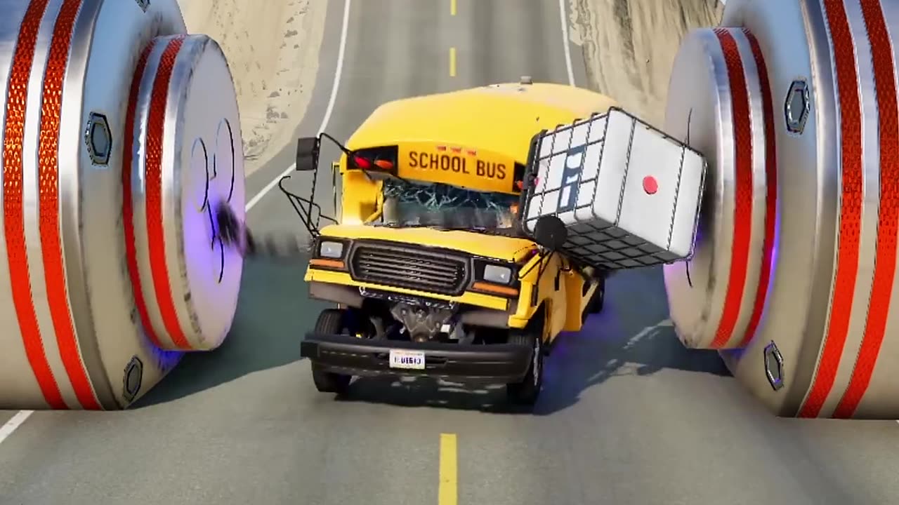 "School Bus vs Hydraulic Crusher – BeamNG.drive Destruction #1"