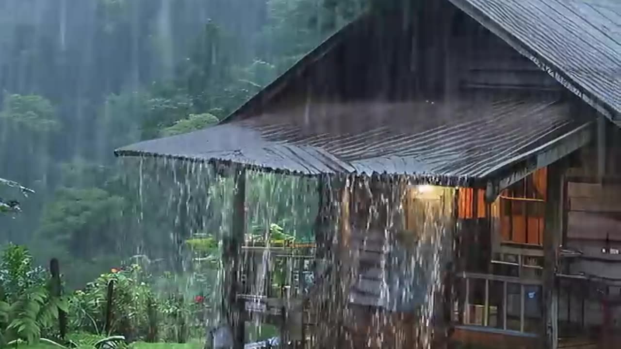 Heavy rain and thunder that help you sleep. #rain #deepsleep #riversoundsfordeepsleep #heavyrain