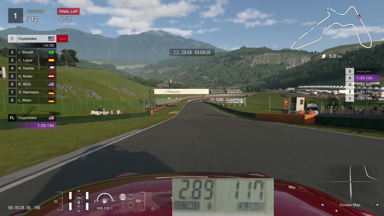 Playing Gran Turismo 7 while riding exercise bike