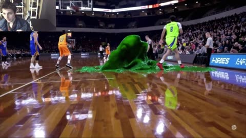 Outtake #1,118 Of Large Green Slime Spill On A Professional Basketball Court Fake Funny Parody Video