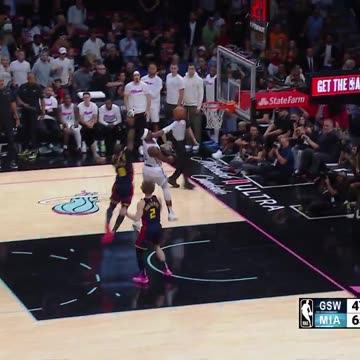 NBA - Bam triple. Wiggins rejection. Bam euro-step lay.