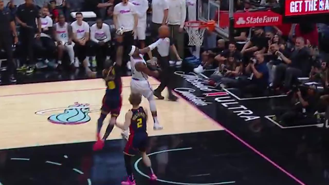 NBA - Bam triple. Wiggins rejection. Bam euro-step lay.