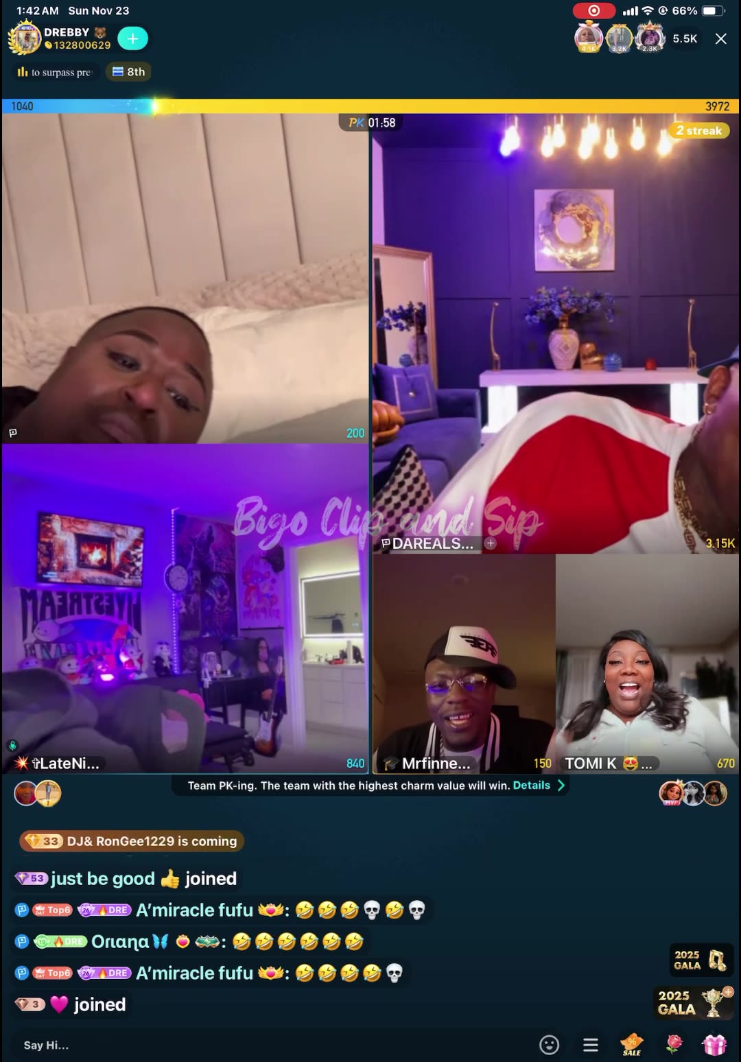 Team pk DreBaby Droski Supa TomiKay SueWoo NoCap Pablo LN n more pt 1 11/23/25 #bigoclipsndsip