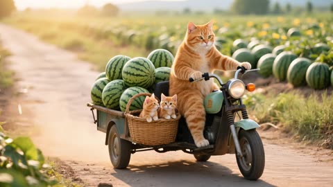Mother cat took the kitten to harvest the eggs and took them home. #cat #cooking🍉🍉🍉