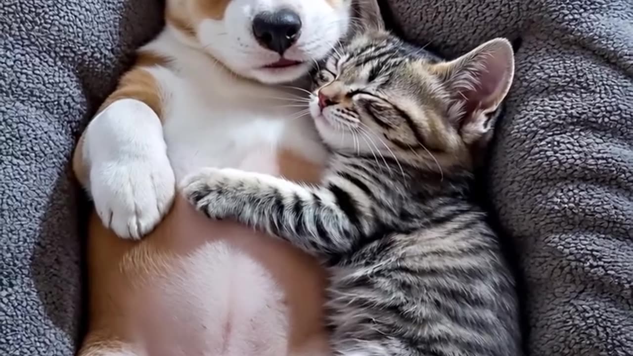Puppy and Kitten Nap Buddies – Cuteness Overload! 😴❤️
