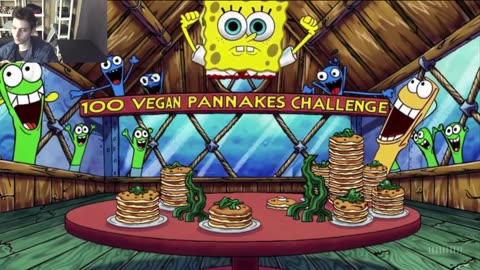 Outtake #3083 Of SpongeBob SquarePants Attempts Vegan Pancakes Eating Challenge Fake Funny Parody