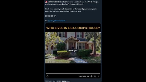🚨 CONFIRMED: Biden Fed Governor Lisa Cook has TENANTS living in the home she