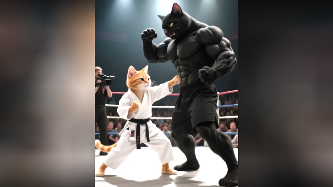 Poor Kitten Being Bullied by a Bully 🥊🏆#cat #underdogvictory #inspirationalstory #karatekid