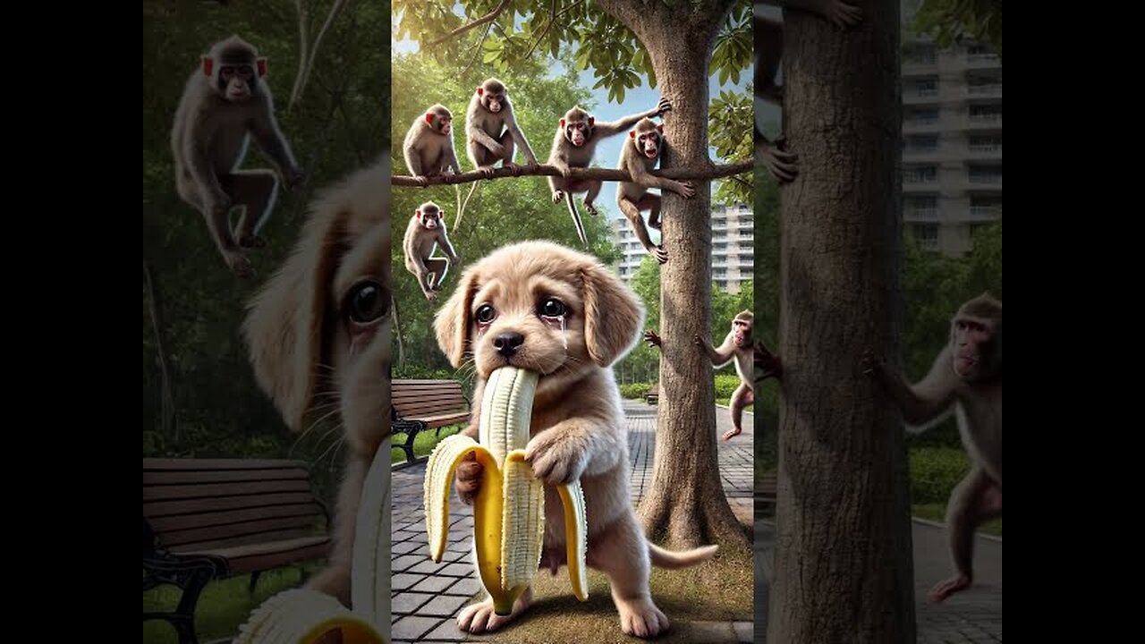 Poor Dog Chased By Evil Monkeys