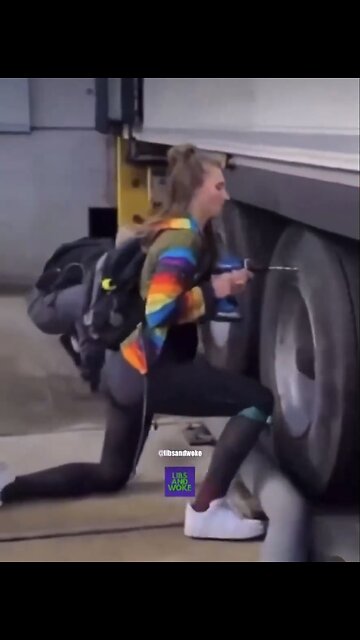 RADICAL LEFTIST ACTIVIST🏭🚚🪛🚛👩‍🎤📸SABOTAGE TRUCK-WHEEL-TYRES🛞⛏️👨‍🎤🚛🔧🧑‍🎤💫