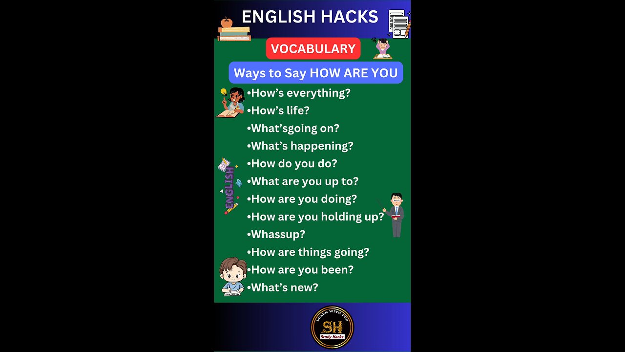 Ways to say HOW ARE YOU। Daily spoken english #studyhacks123 #spokenenglish #english #shorts