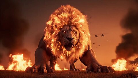 When Nature Fights Back: The Flaming Lion vs. The Final Trap 🌍🔥”