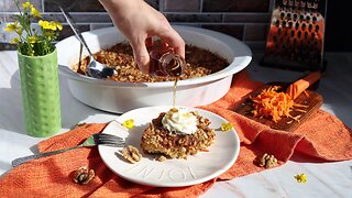 Easy Meal Prep Breakfast Idea! Carrot Cake Baked Oatmeal with Walnuts and Raisins