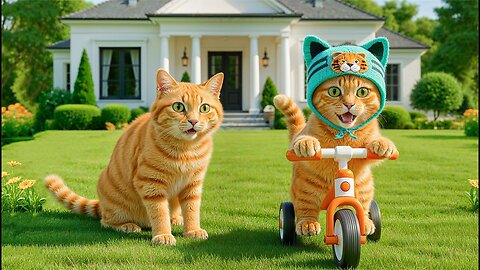 Mama Cat Trims Fur on the Farm and Makes Tiger Hat For Kittens At Home 🐾🧶🎩