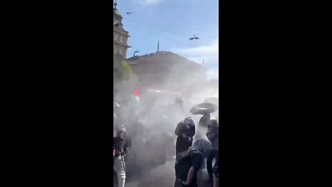 EPIC!! Yesterday, Swiss police blasted pro-Palestine protesters with massive water cannons