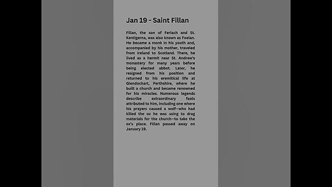 Jan 19 - Saint Fillan