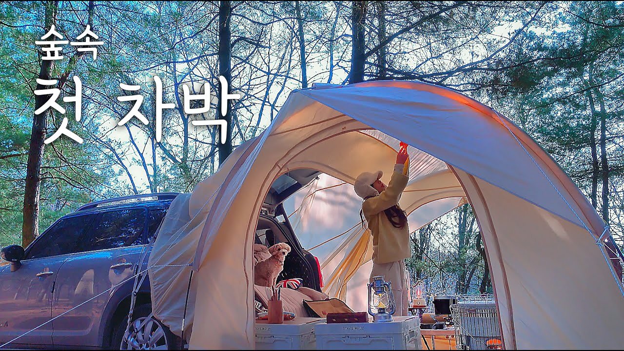 First car camping in the forest ｜ This is the tent...👍 Stay warm with the Urbanside docking tent