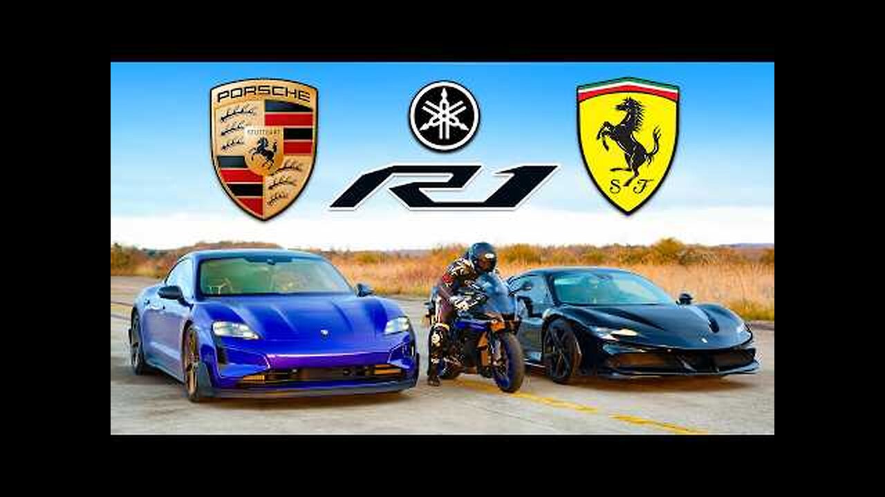 Porsche Taycan Turbo GT v Ferrari SF90 v Yamaha R1M