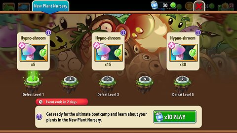 Plants vs Zombies 2 - Plant Nursery - Hypno-shroom - May 2025