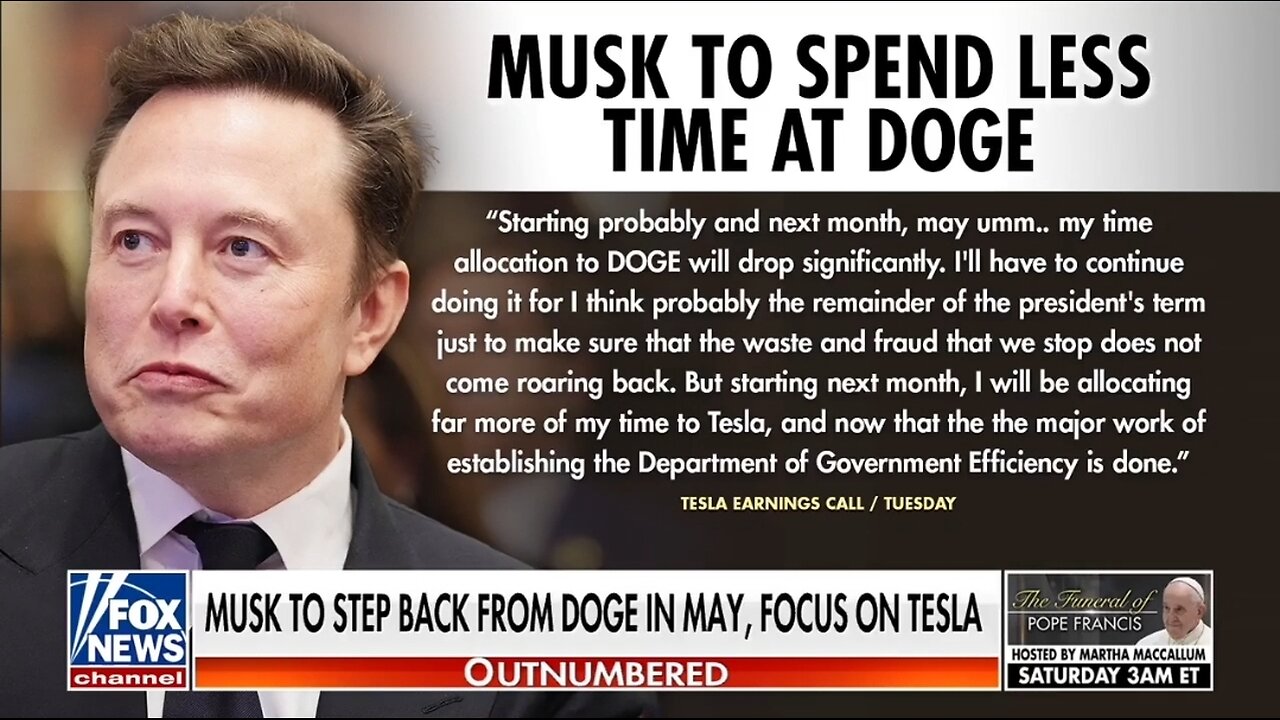 Elon Musk to Slash Time on DOGE, Focus on Tesla Starting May