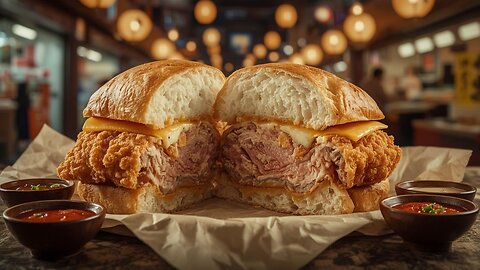 Japanese Giant Pork Cutlet Sandwich – Authentic Japanese Street Food