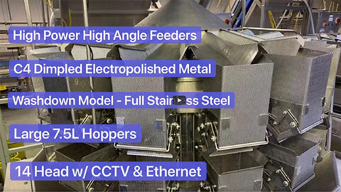 14 Head 7.5L Combination Weigher 2.5lbs Whole Leaf Kale Automated Food Packaging Systems HighTek USA