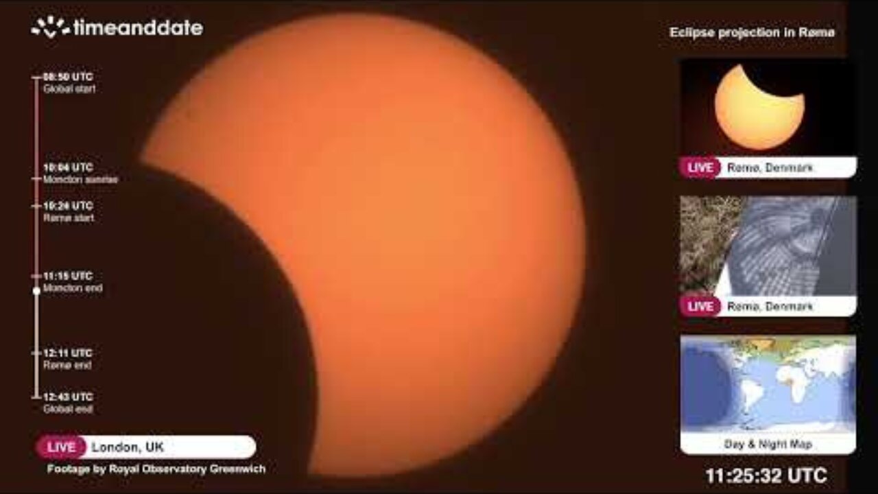 Partial solar eclipse over UK, Denmark and more! See a time lapse