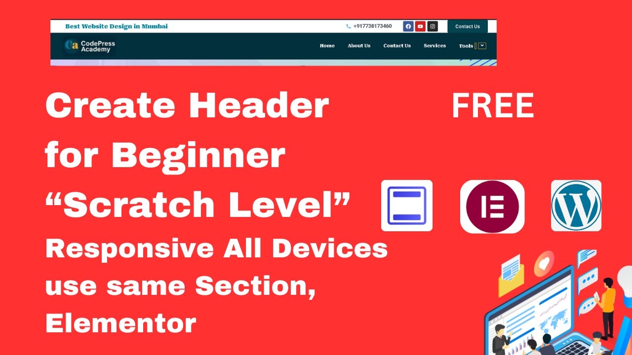 Create Custom WordPress Header with Elementor Free Plugin | Full Beginner Tutorial (1h40m)