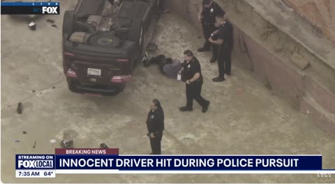 Stolen Truck Hits SUV Injures Innocent Driver In Los Angeles
