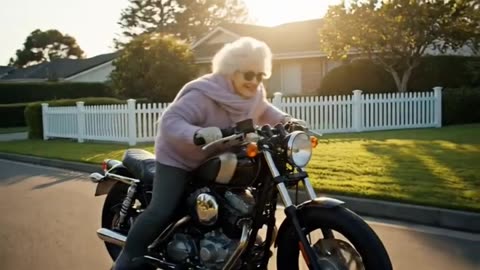 Granny on a motorcycle bike