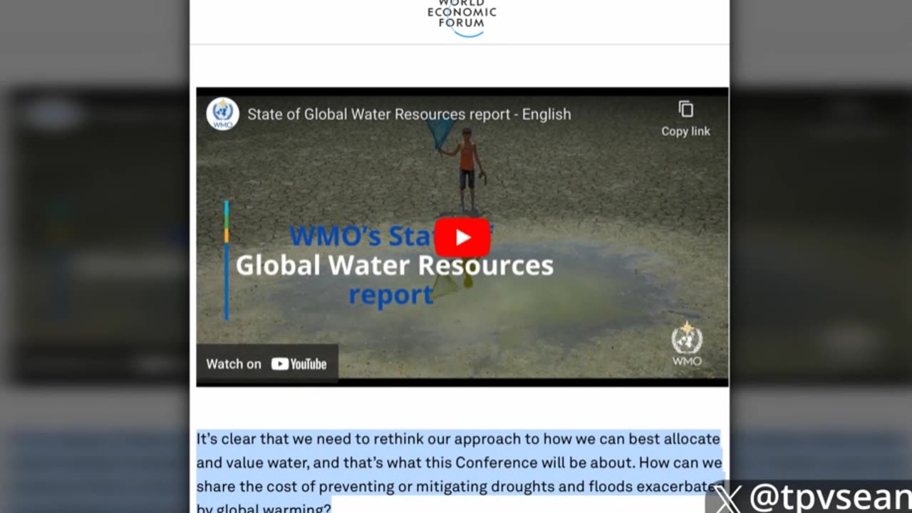 New WEF Leader Decrees All Water in the World Belongs to Global Government