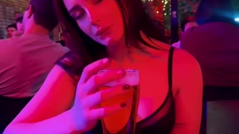 Sexy hot girl dirnk alcohol romantic scenes