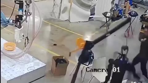 Humanoid Robot has a meltdown and goes on the attack