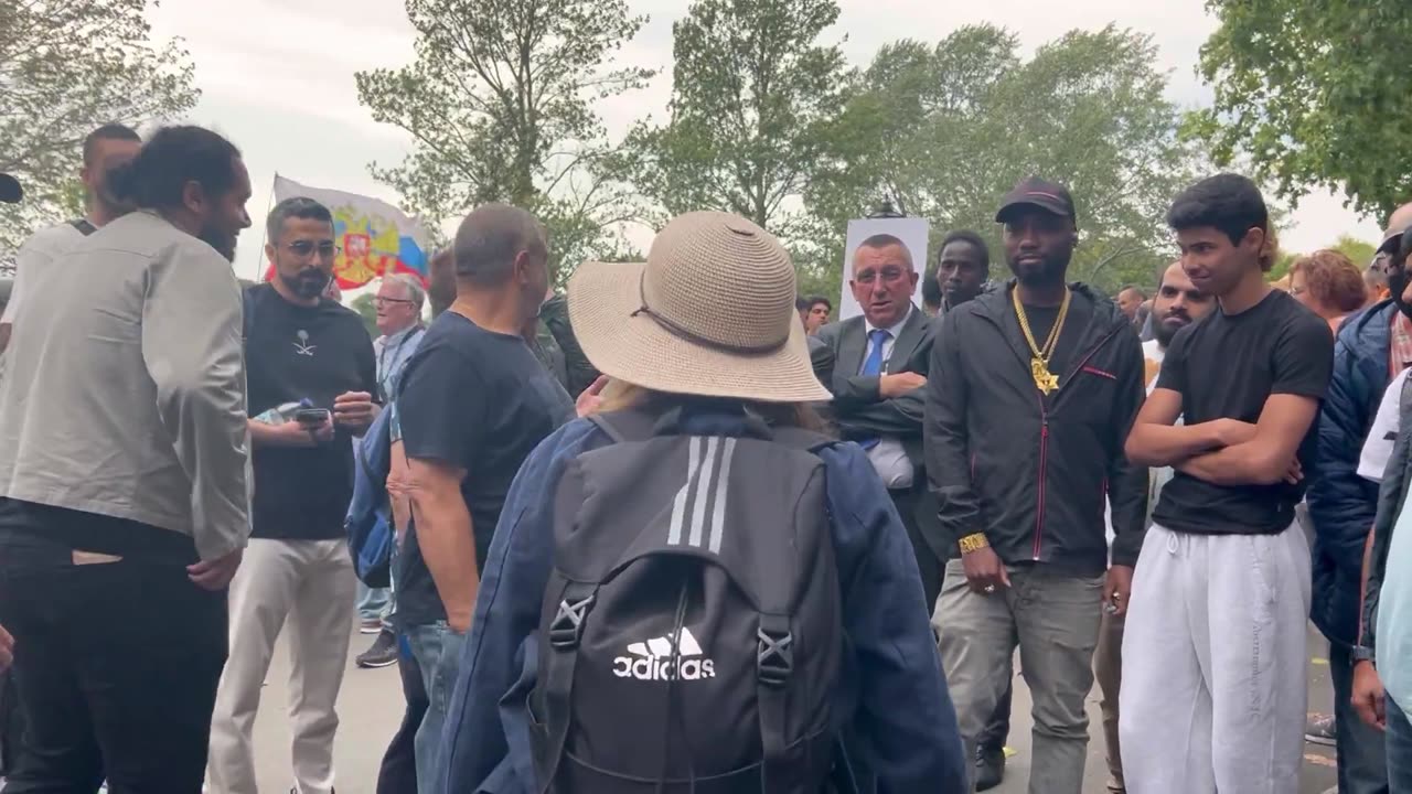 British woman tells Muslims in London they won't silence her.