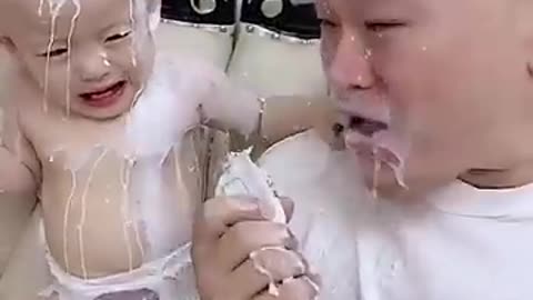 A father having fun 🤣with his baby 🥛|| #funny#baby#shortsfeed #dance #smile #short
