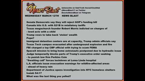 Wednesday, March 12, 2025 News Blast