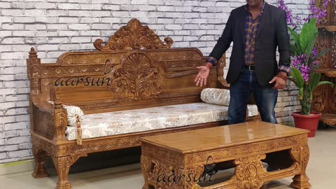 Luxury Teak Wood Sofa Set – Double Side Carved Royal Seating | Elevate Your Living Room Now!